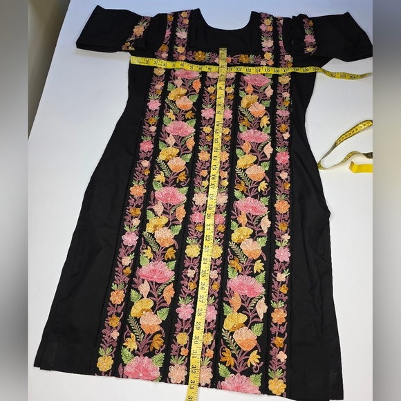 Heavily Embroidered Floral Dress With Split Sides - Picture 7 of 9